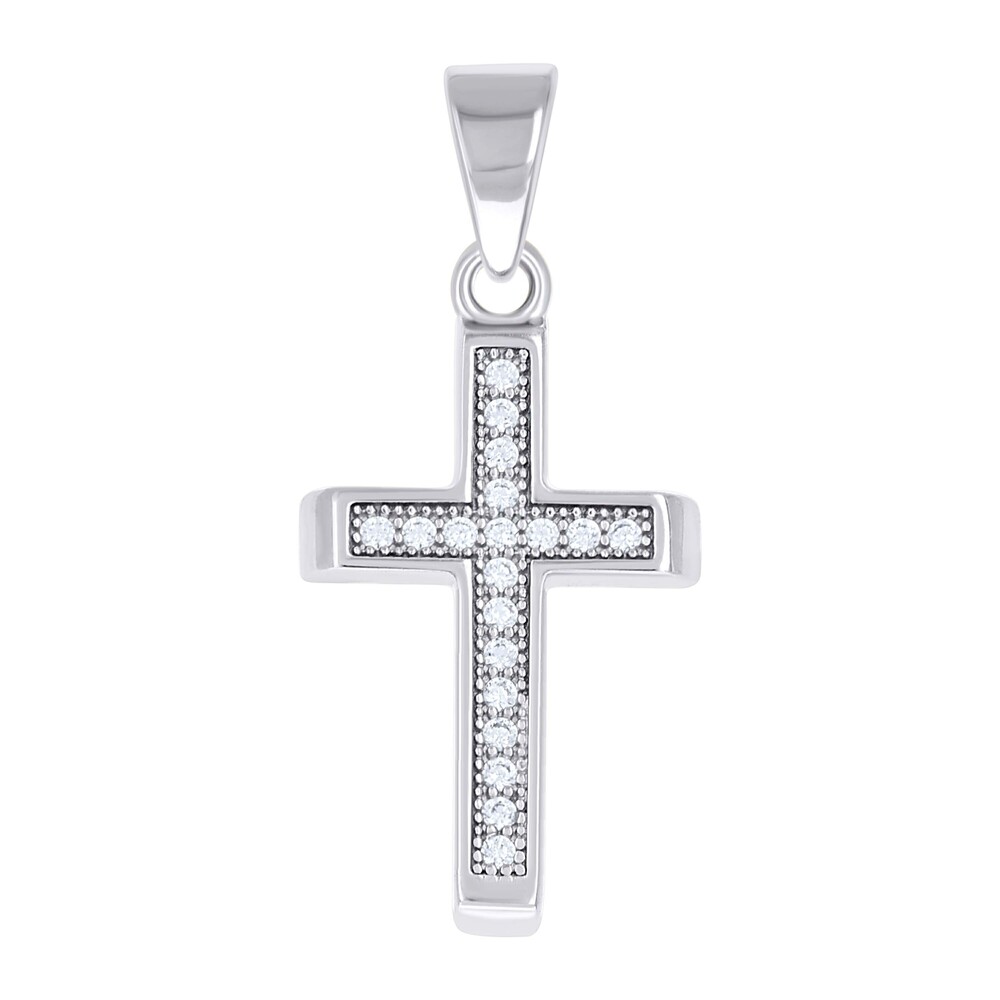 925 Sterling Silver Unisex Cubic-Zirconia Cross Religious Pendant